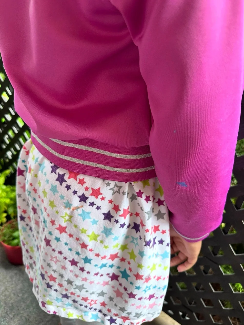 American Girl Star Print Dress AND Hot Pink Satin Bomber Jacket Size Small (7/8)